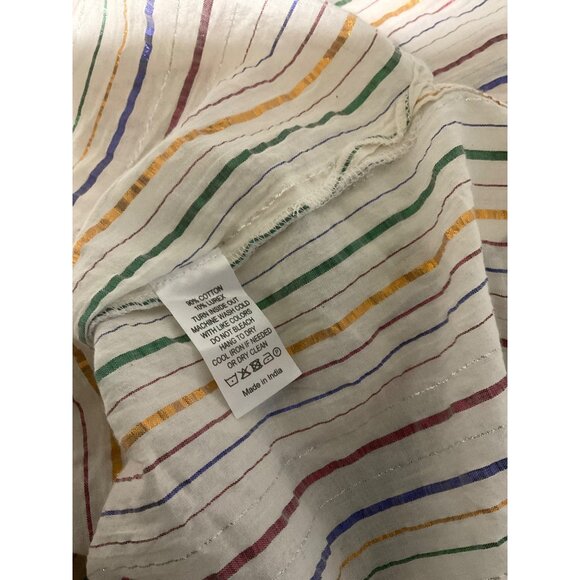 NEVER A WALLFLOWER White Metallic Multicolored Striped Top size Medium - Picture 9 of 13